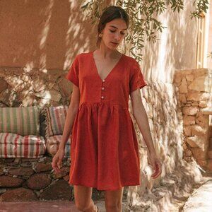 Rove SUNCHASER Dress - warm red linen